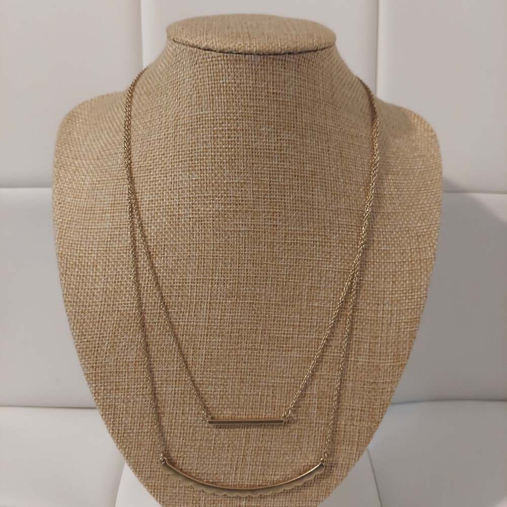 Loft Gold Tone Double Tiered Geometric 20" Necklace